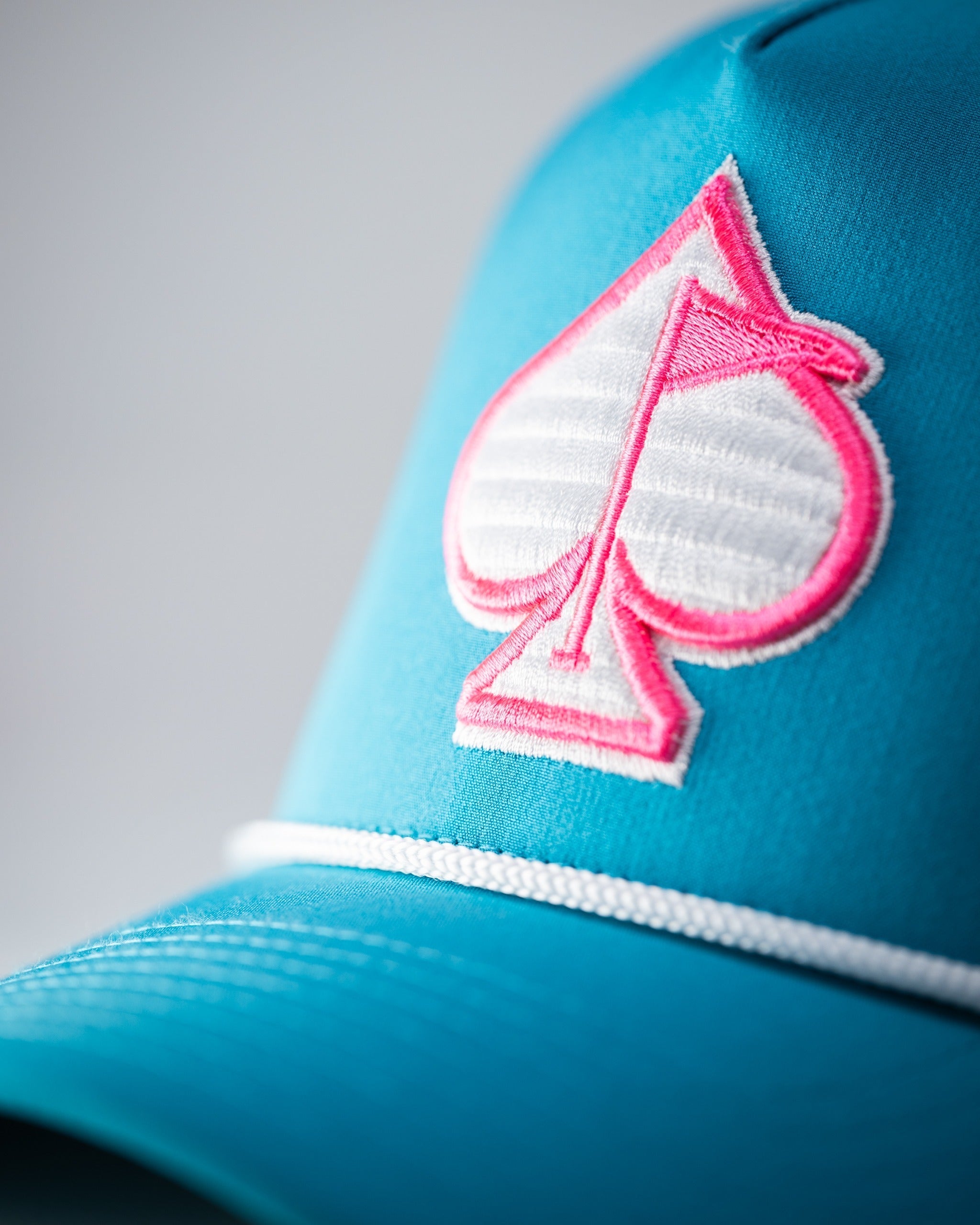 Pins and Aces Perforated Rope Hat - Baby Blue — detail close-up