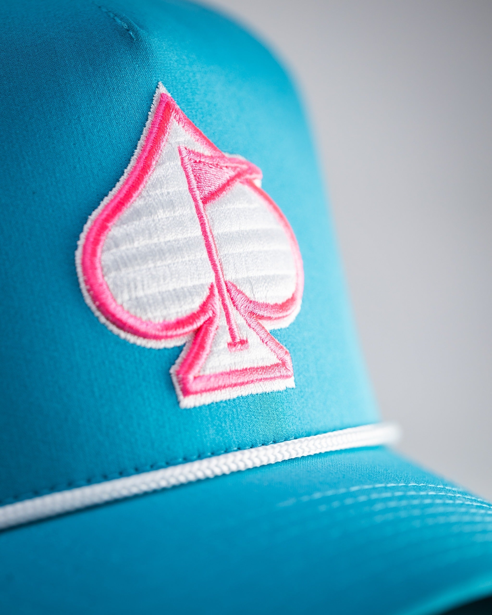 Pins and Aces Perforated Rope Hat - Baby Blue — back view