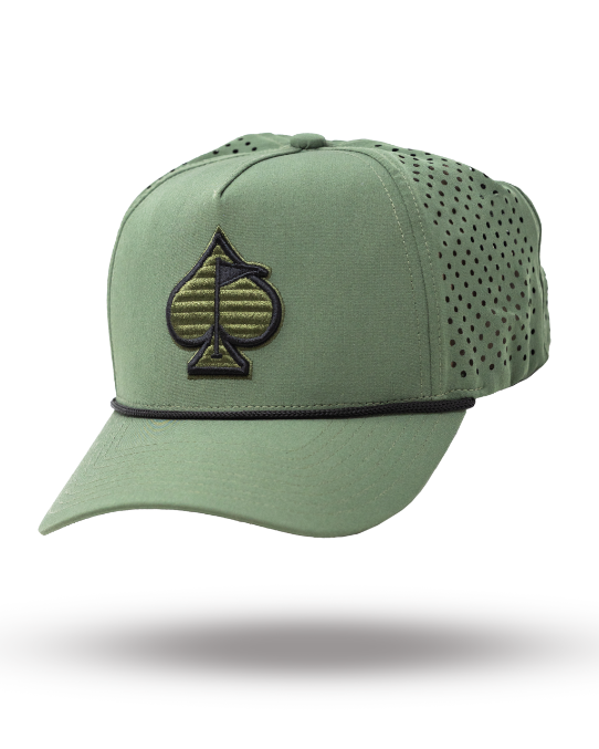 Pins and Aces Perforated Rope Hat - Olive — main product shot