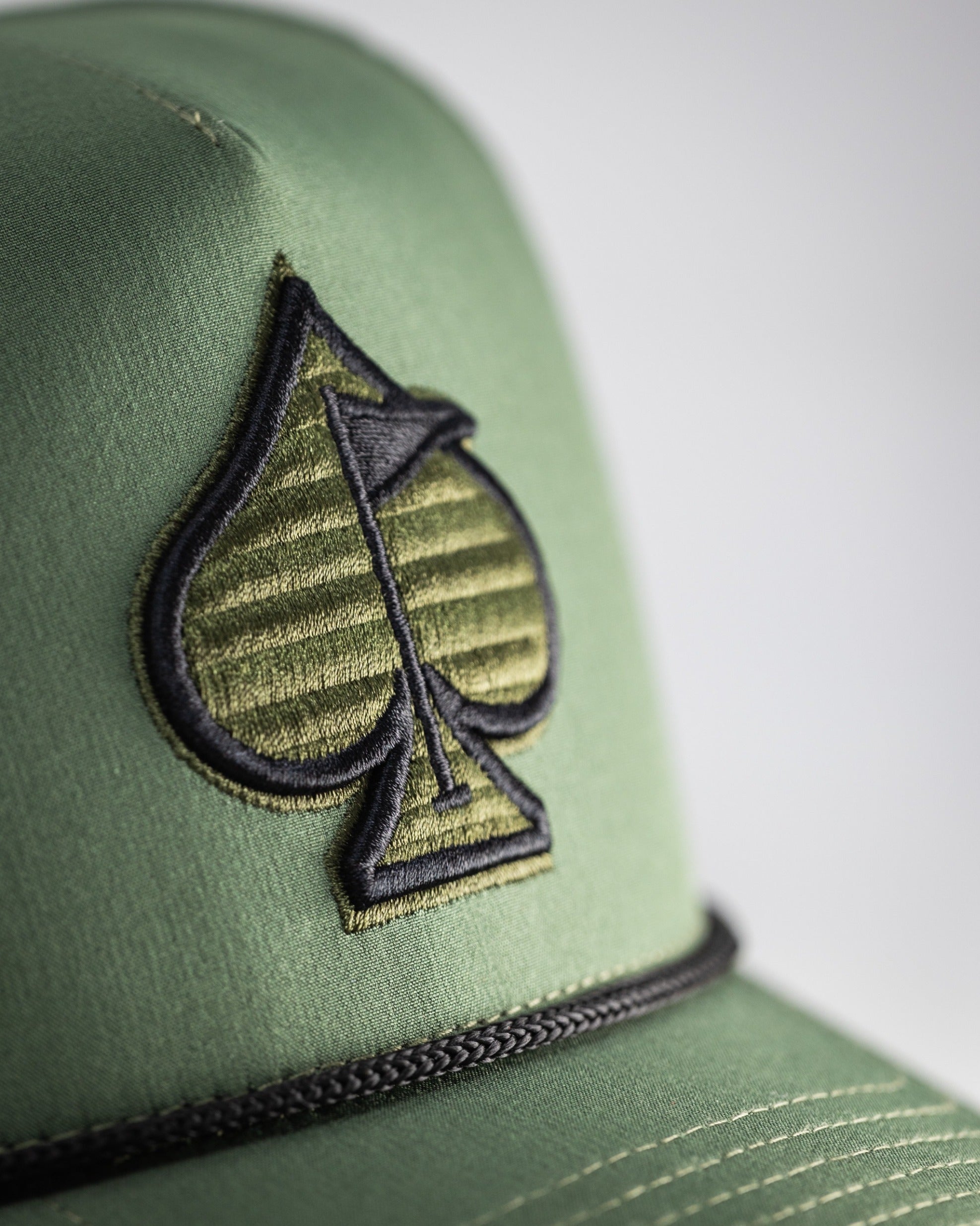 Pins and Aces Perforated Rope Hat - Olive — side view