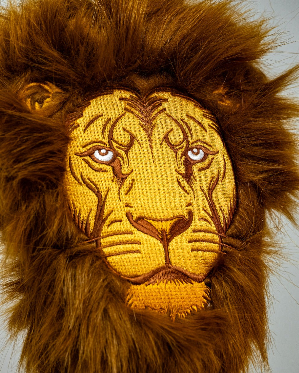 Pins and Aces Lion Driver Cover — in-use photo