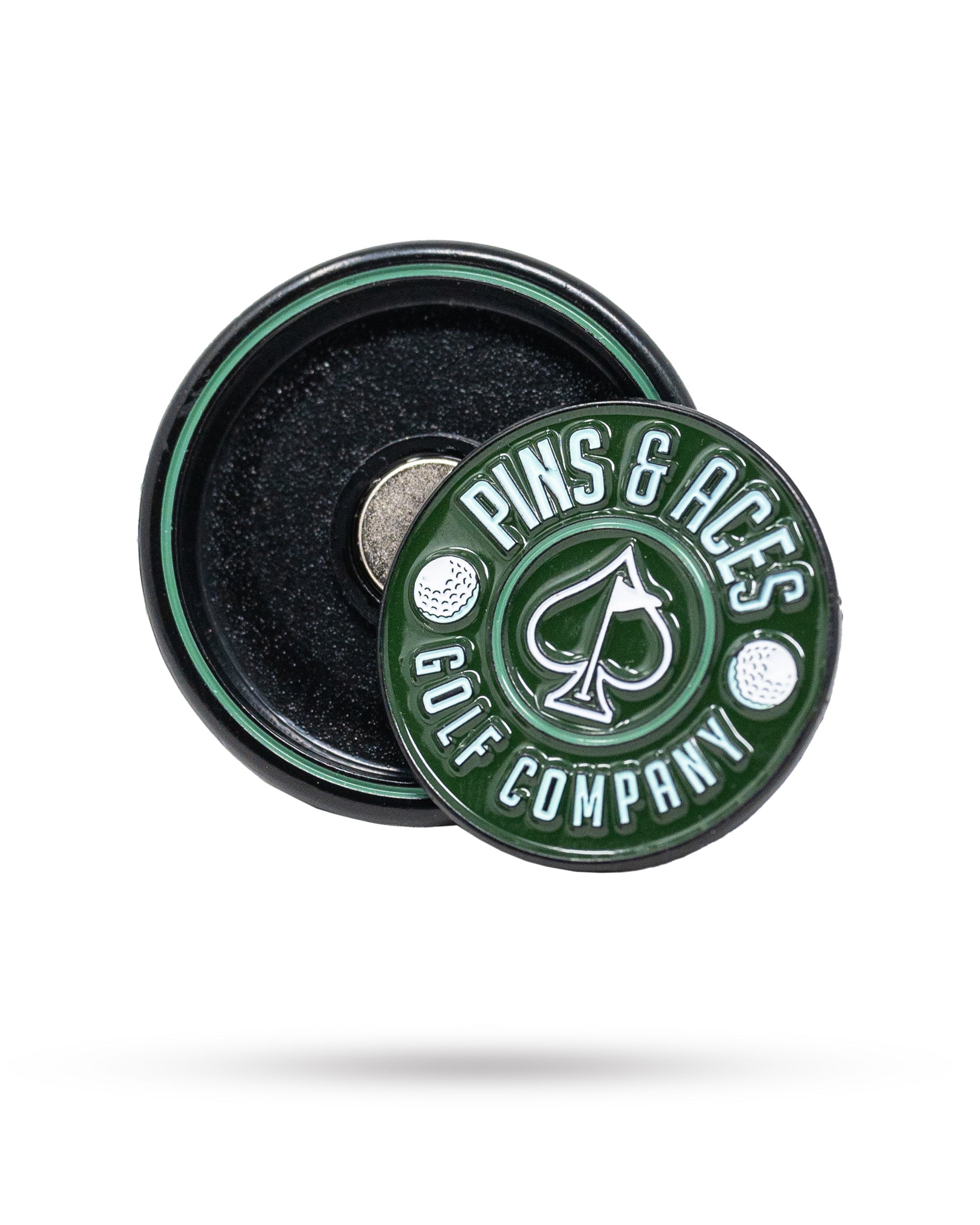 Pins and Aces Pop Out Medallion Ball Marker - Green — detail close-up