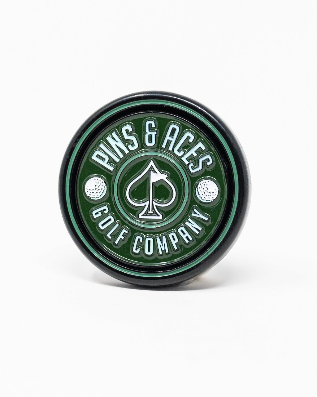 Pins and Aces Pop Out Medallion Ball Marker - Green — side view