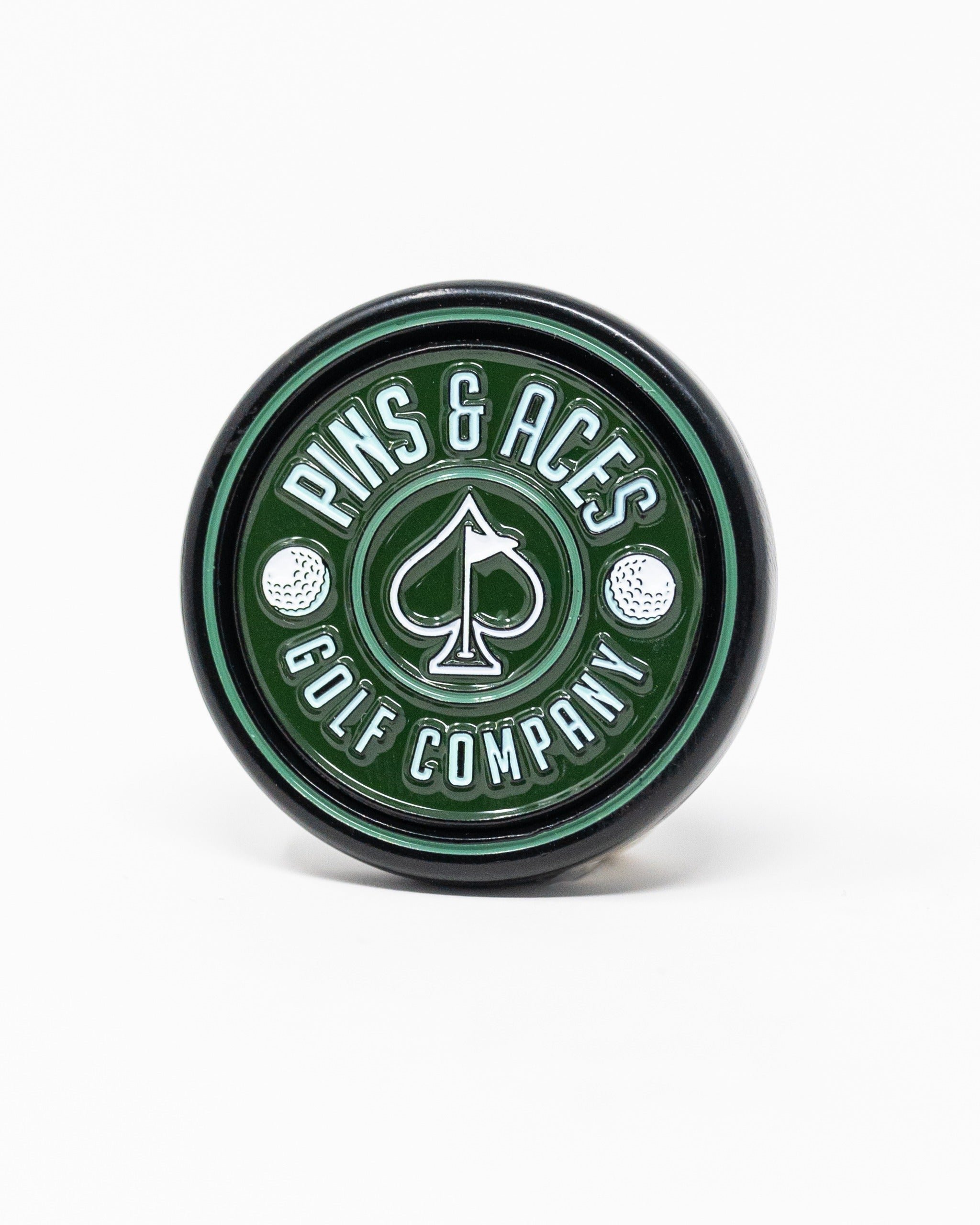 Pins and Aces Pop Out Medallion Ball Marker - Green — side view
