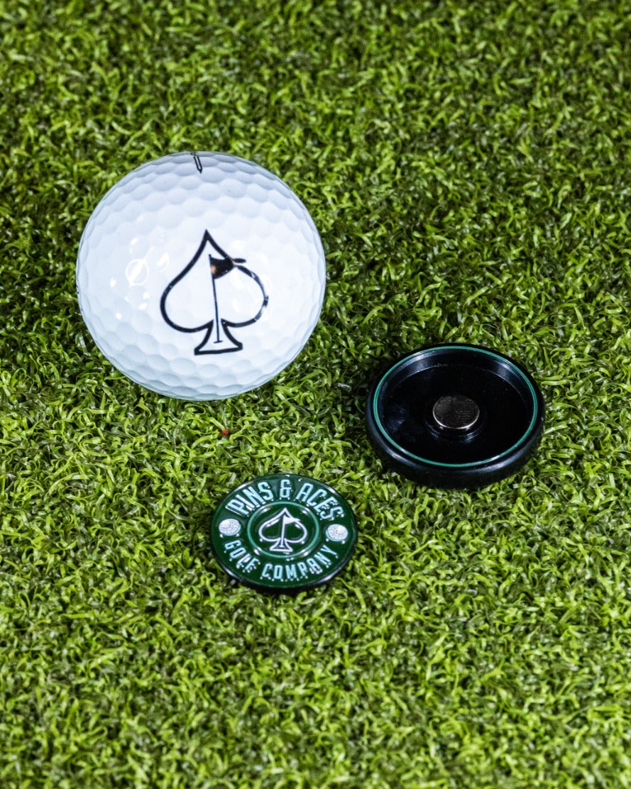 Pins and Aces Pop Out Medallion Ball Marker - Green — size reference