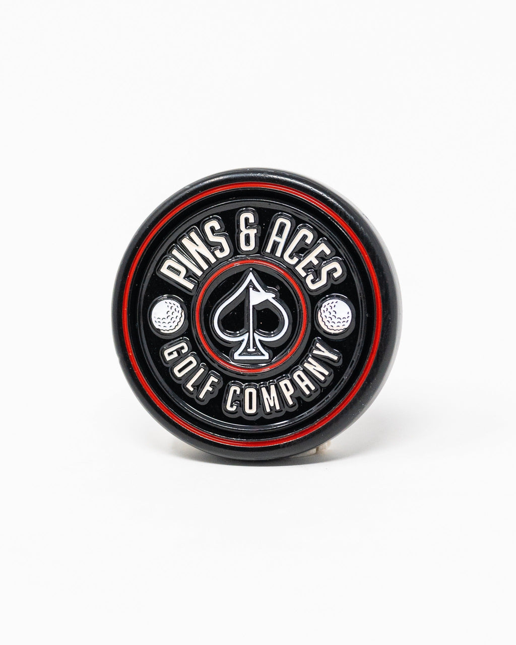 Pins and Aces Pop Out Medallion Ball Marker - Black — lifestyle context