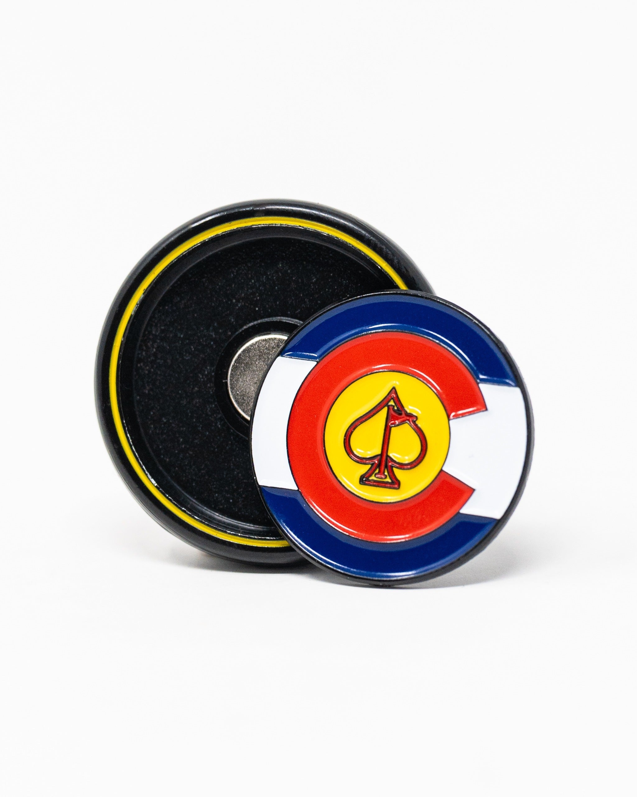 Pins and Aces Pop Out Medallion Ball Marker - Colorado — side view