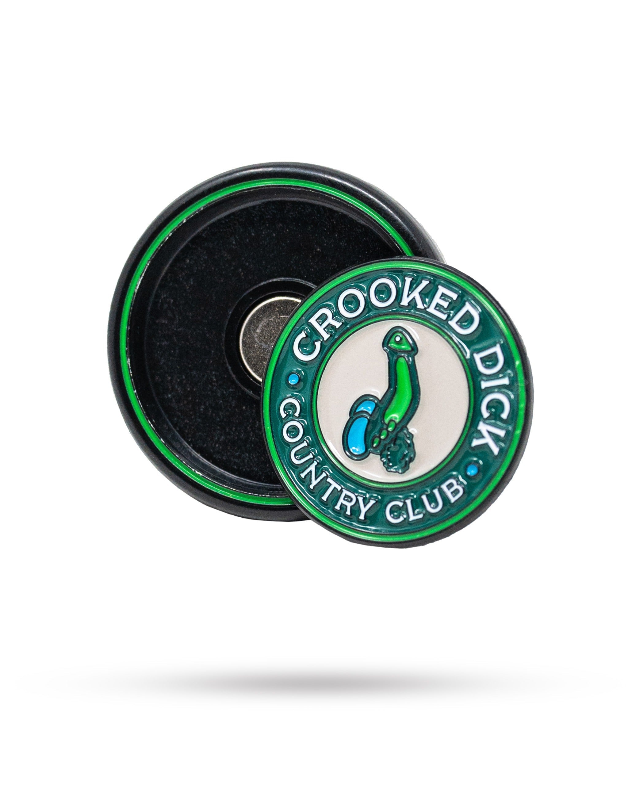 Pins and Aces Pop Out Medallion Ball Marker - Crooked Dick — detail close-up
