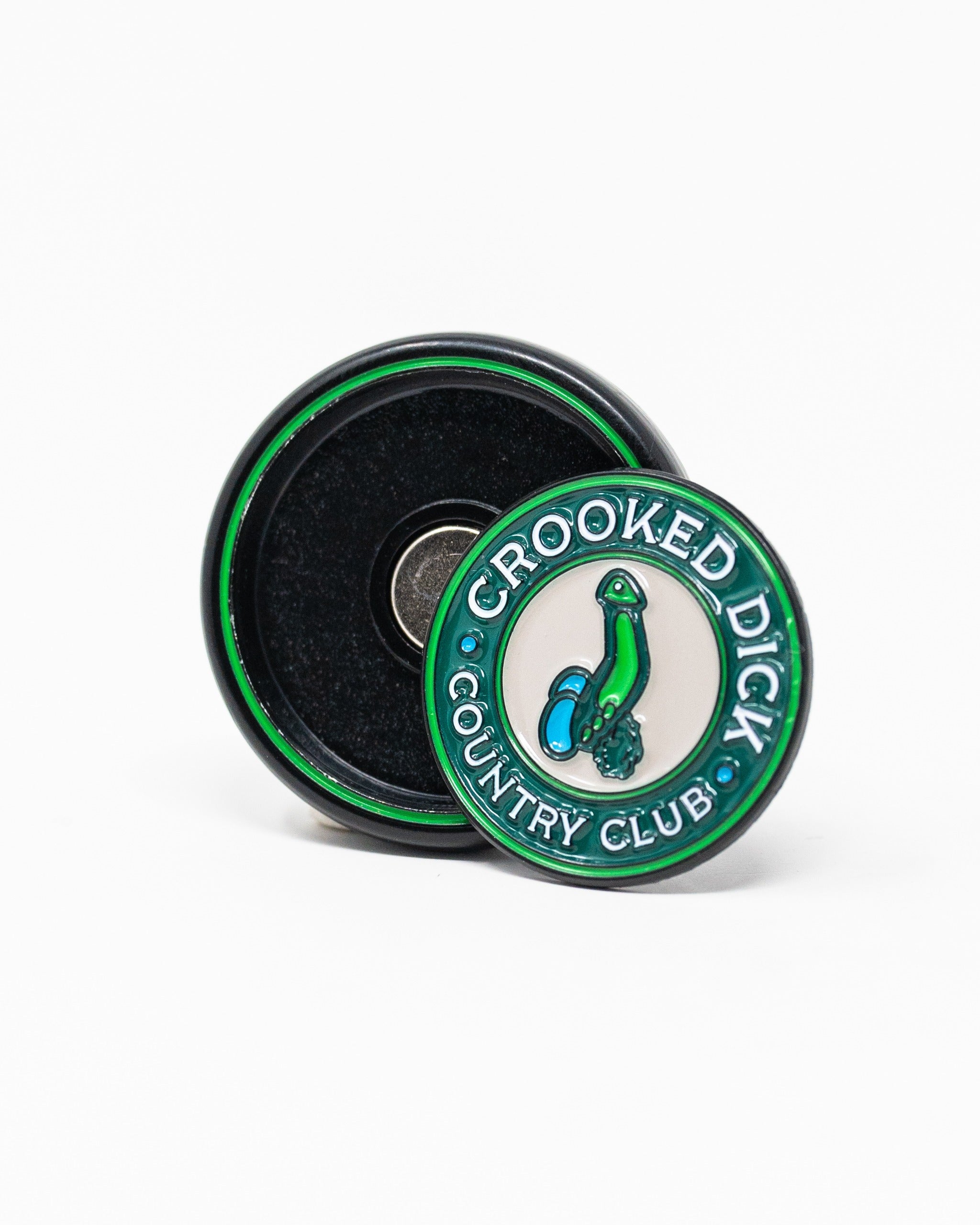 Pins and Aces Pop Out Medallion Ball Marker - Crooked Dick — side view