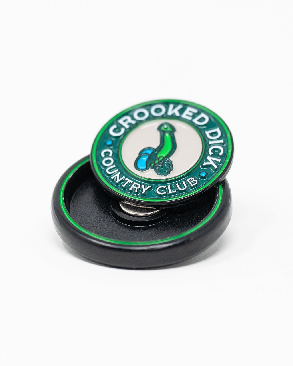 Pins and Aces Pop Out Medallion Ball Marker - Crooked Dick — back view