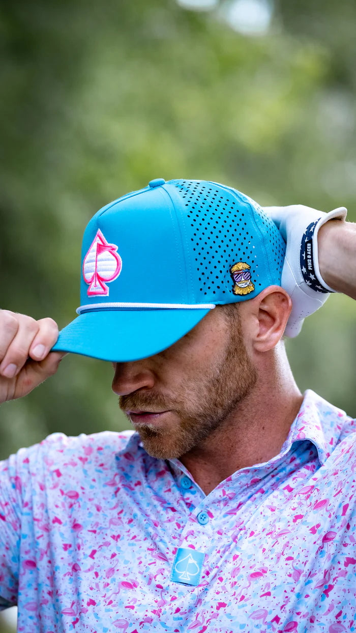 Pins and Aces Perforated Rope Hat - Baby Blue — alternative angle
