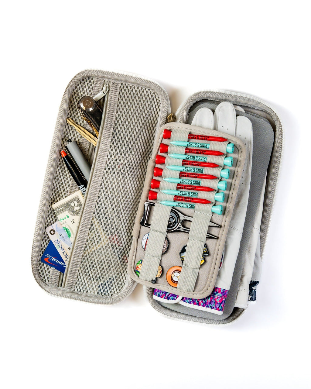 Pins and Aces Glove & Accessory Caddie - Gray — detail close-up