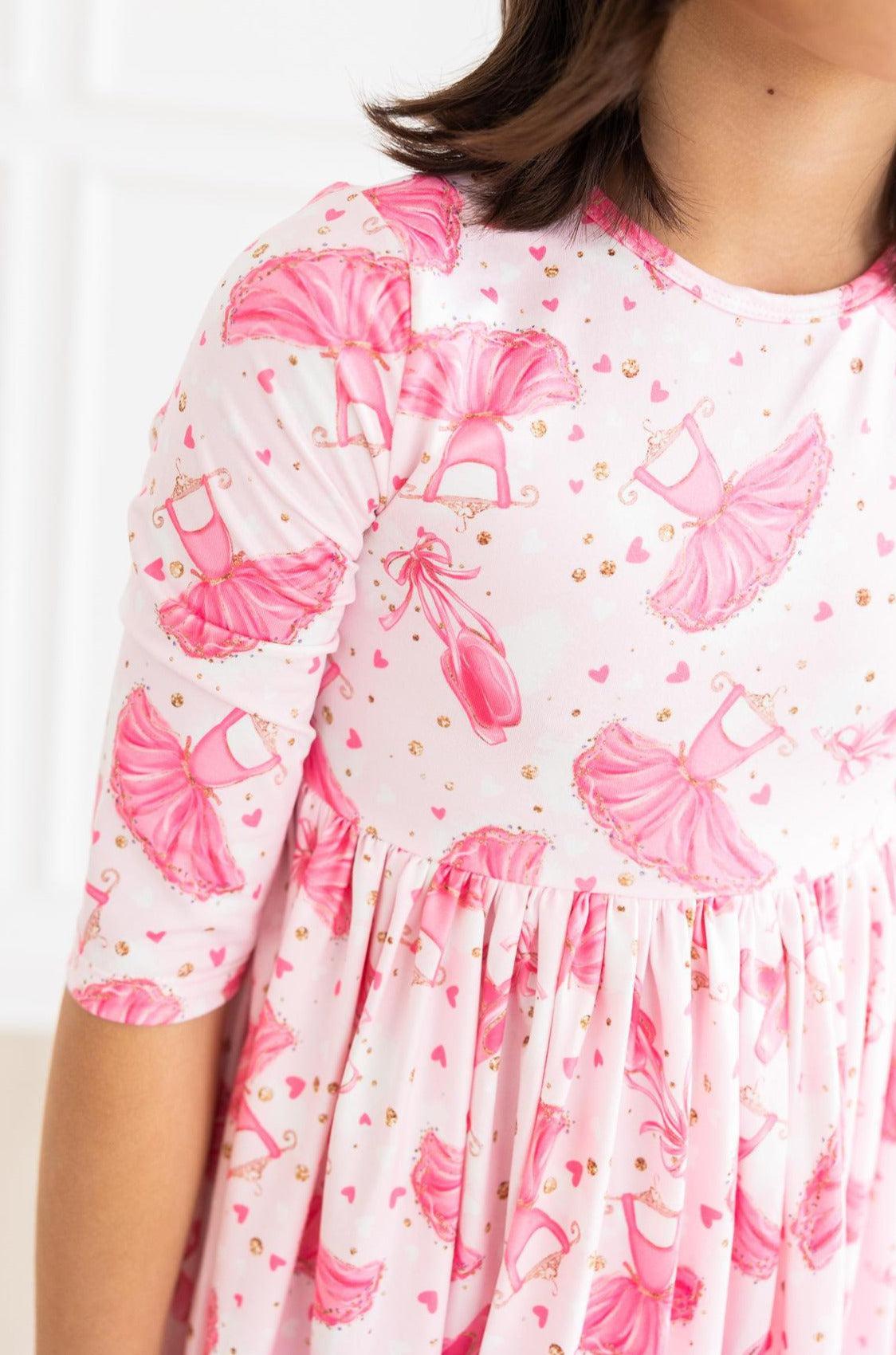 Mila & Rose ® Pirouette 3/4 Sleeve Pocket Twirl Dress — detail close-up