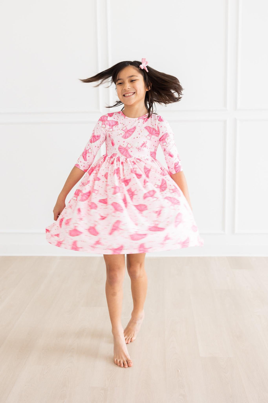 Mila & Rose ® Pirouette 3/4 Sleeve Pocket Twirl Dress — in-use photo