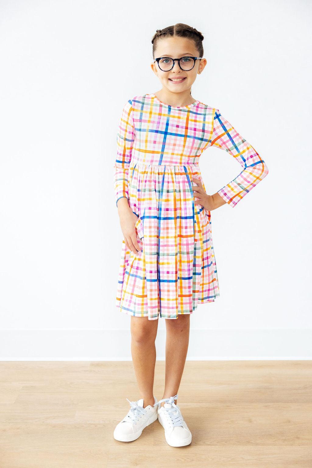 Mila & Rose ® Plaid About You L/S Pocket Twirl Dress — detail close-up