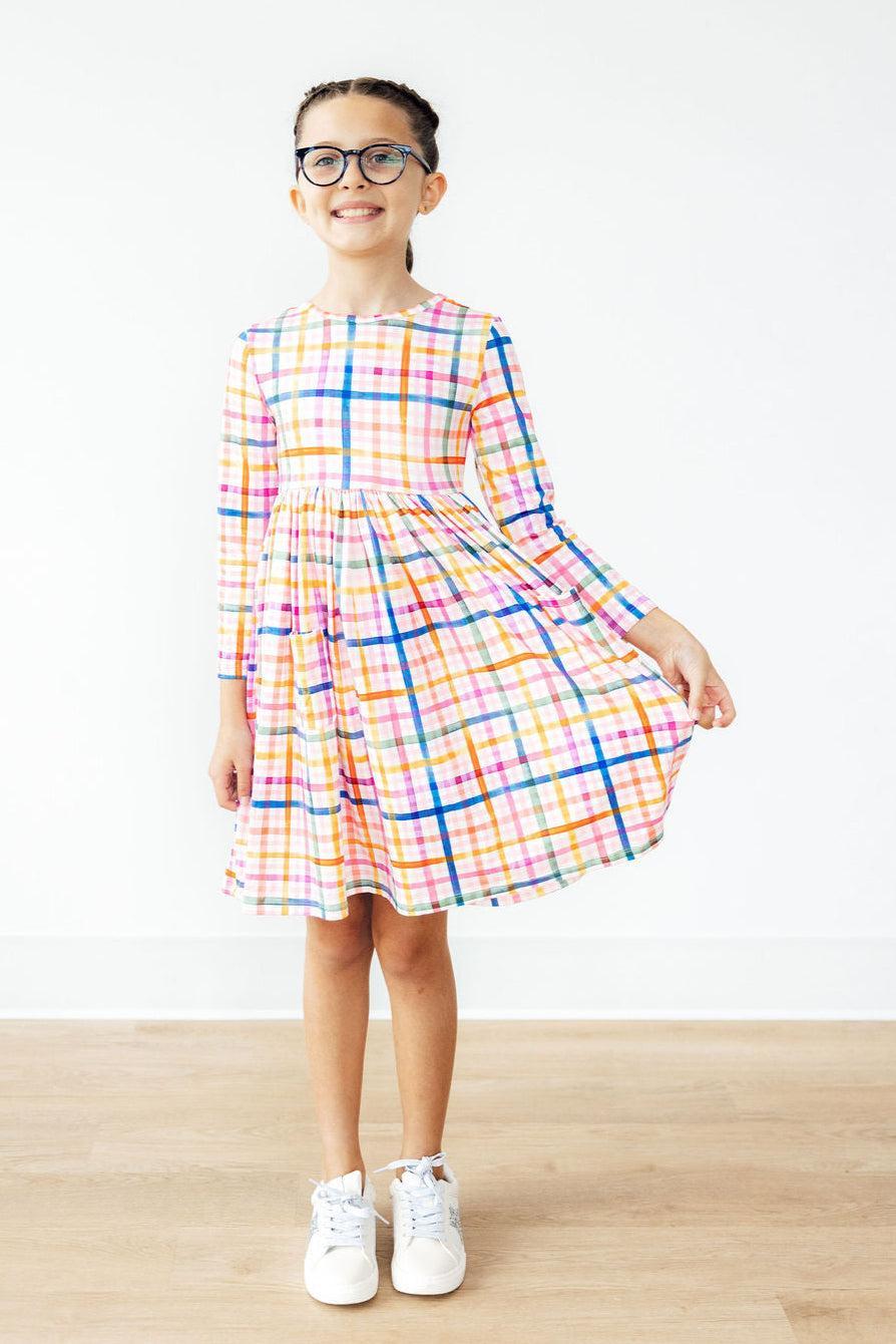Mila & Rose ® Plaid About You L/S Pocket Twirl Dress — lifestyle context