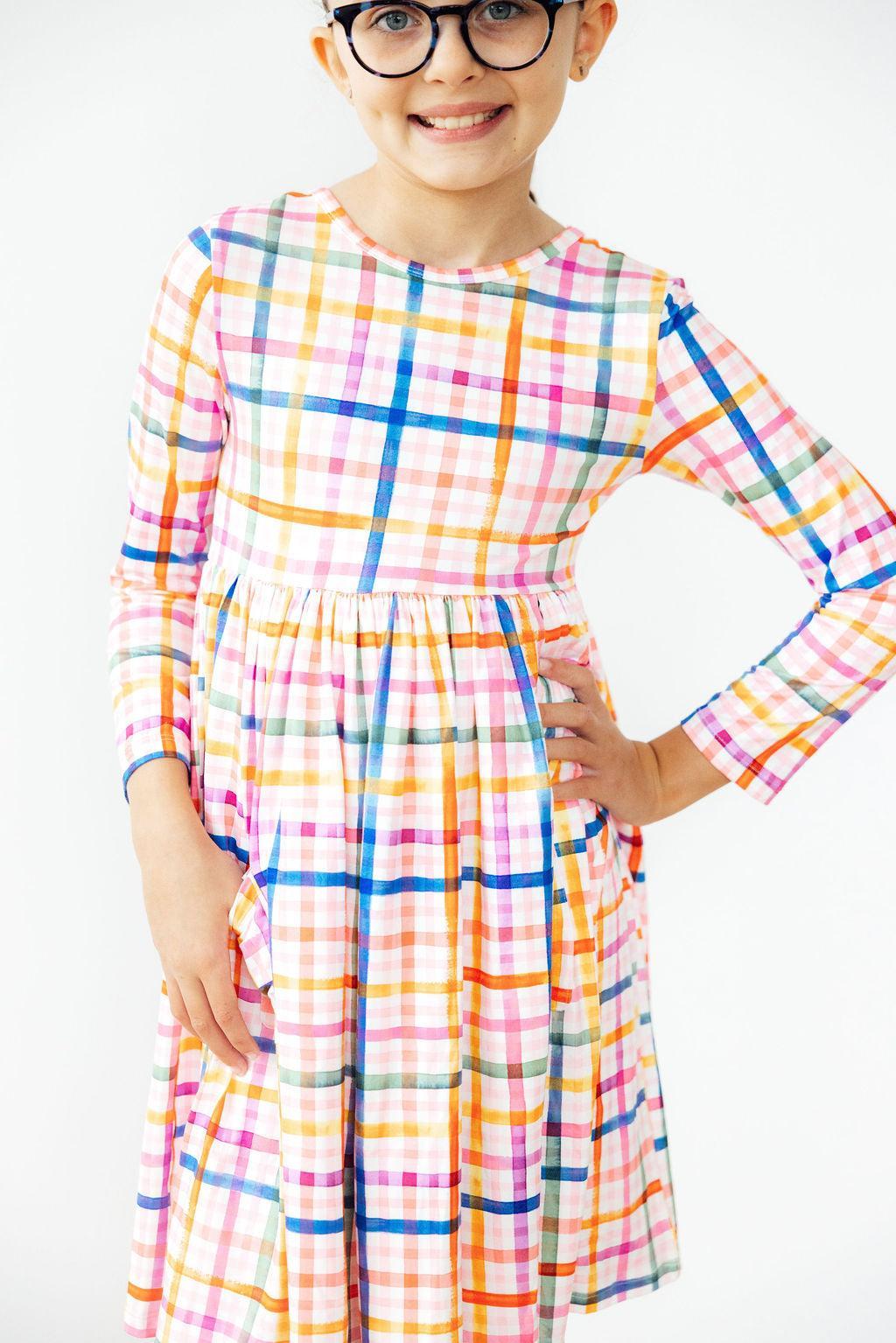 Mila & Rose ® Plaid About You L/S Pocket Twirl Dress — main product shot