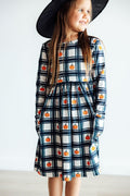 Mila & Rose ® Plaid Pumpkins L/S Pocket Twirl Dress — main product shot
