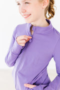 Mila & Rose ® SALE Playful Purple Full-Zip Ruffle Active Jacket — size reference