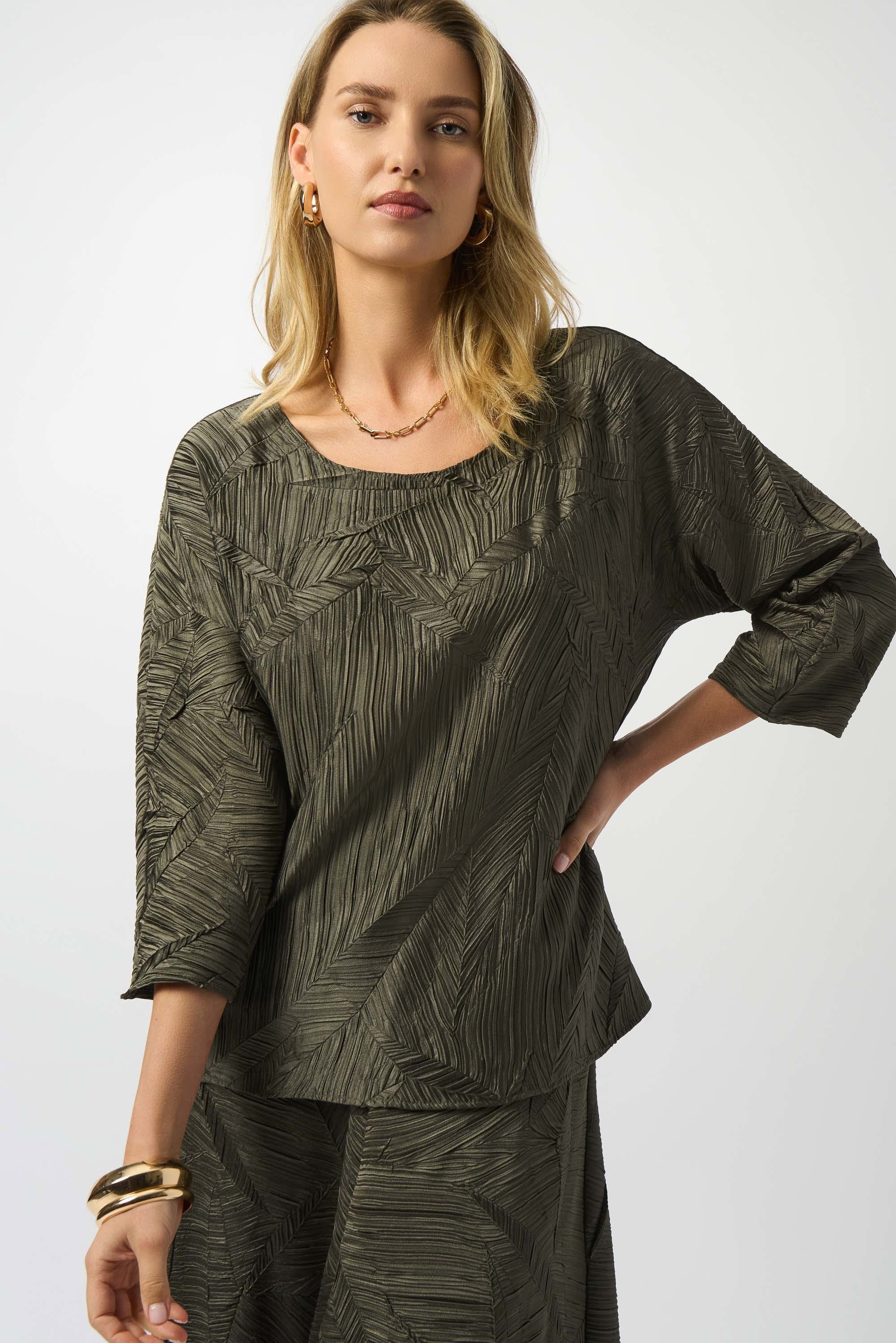 KADOU BOUTIQUE Pleated Satin Boxy Top - 253002-3380 — main product shot