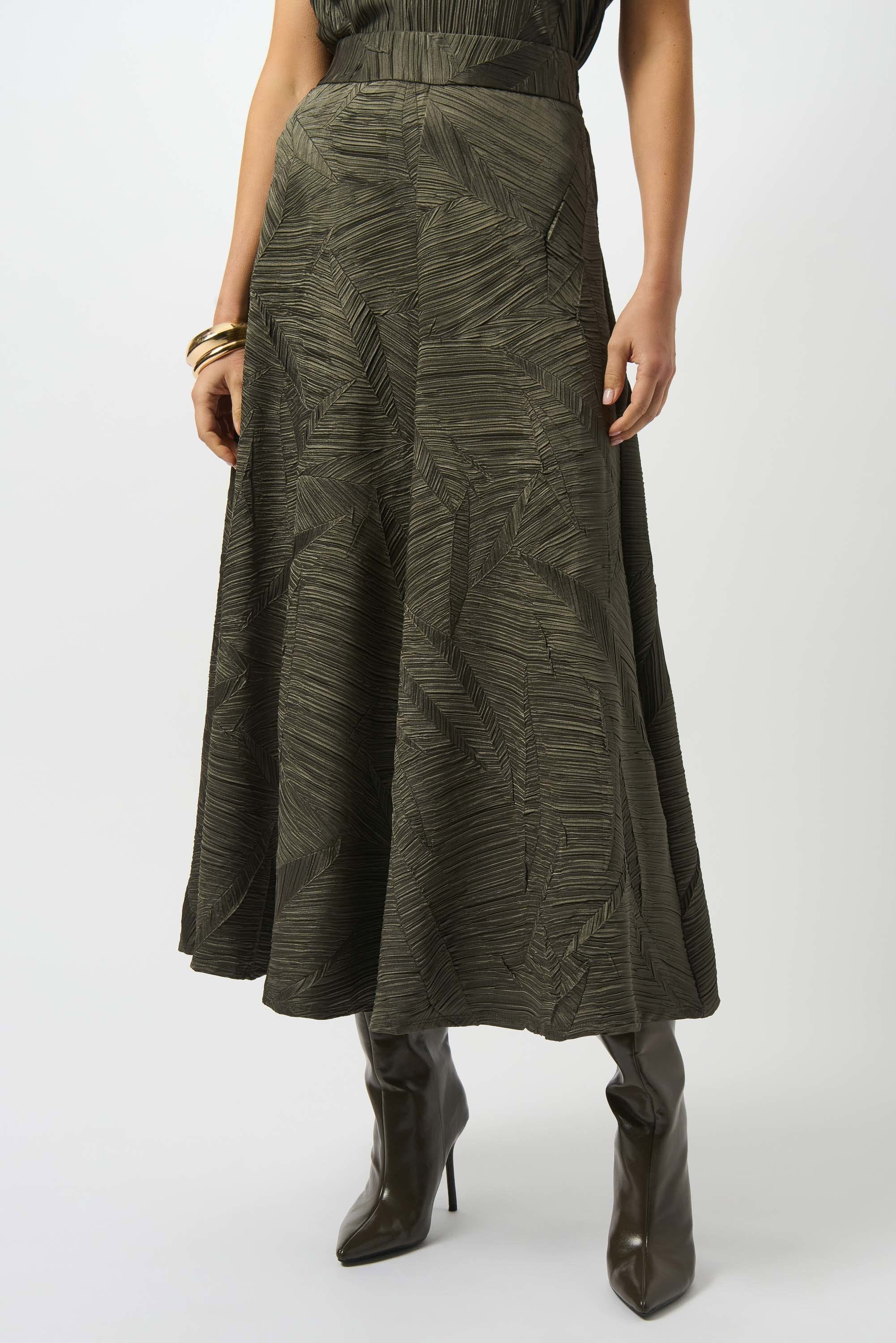 KADOU BOUTIQUE Pleated Satin Long Flared Skirt - 253248-3380 — main product shot