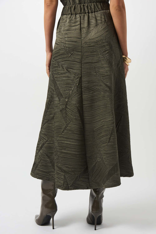 KADOU BOUTIQUE Pleated Satin Long Flared Skirt - 253248-3380 — detail close-up