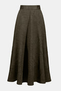 KADOU BOUTIQUE Pleated Satin Long Flared Skirt - 253248-3380 — side view