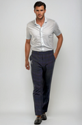 Buki Pleated Wool Trouser Pants - Navy Plaid — main product shot