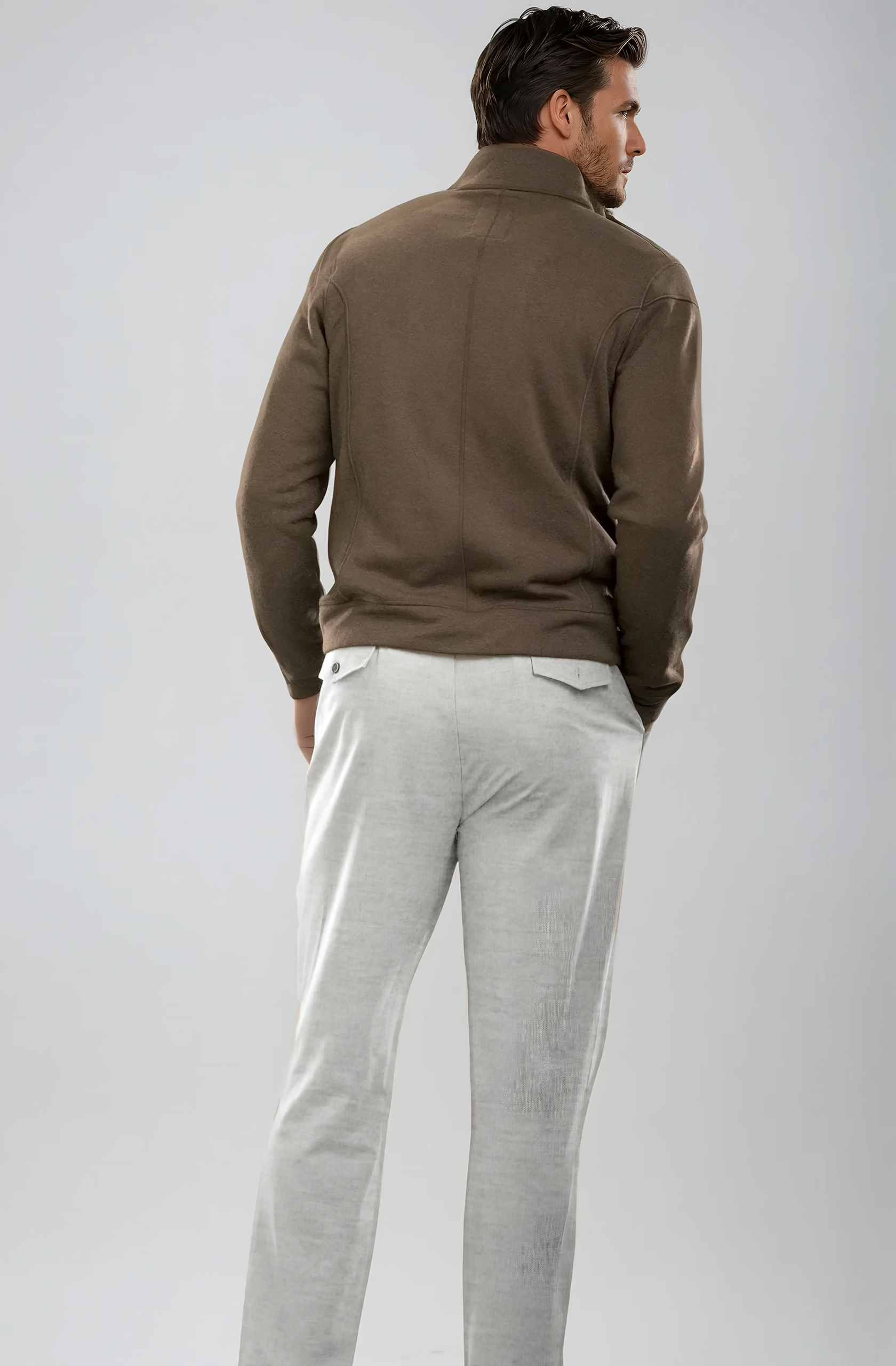 Buki Pleated Wool Trouser Pants - Heather Grey — detail close-up