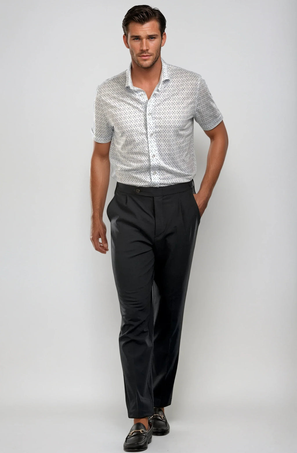 Buki Pleated Wool Trouser Pants - Navy — alternative angle