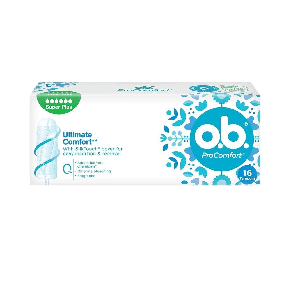 o.b. ProComfort Super Plus Tampon for Heavy Flow - 16 Count, Reliable Menstrual Hygiene & Comfort