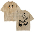 Pocket Monsters Oversize Unisex Washed T-Shirt – Vintage Graphic Anime Tee, S~3XL Retro Lightweight Cotton Streetwear Top