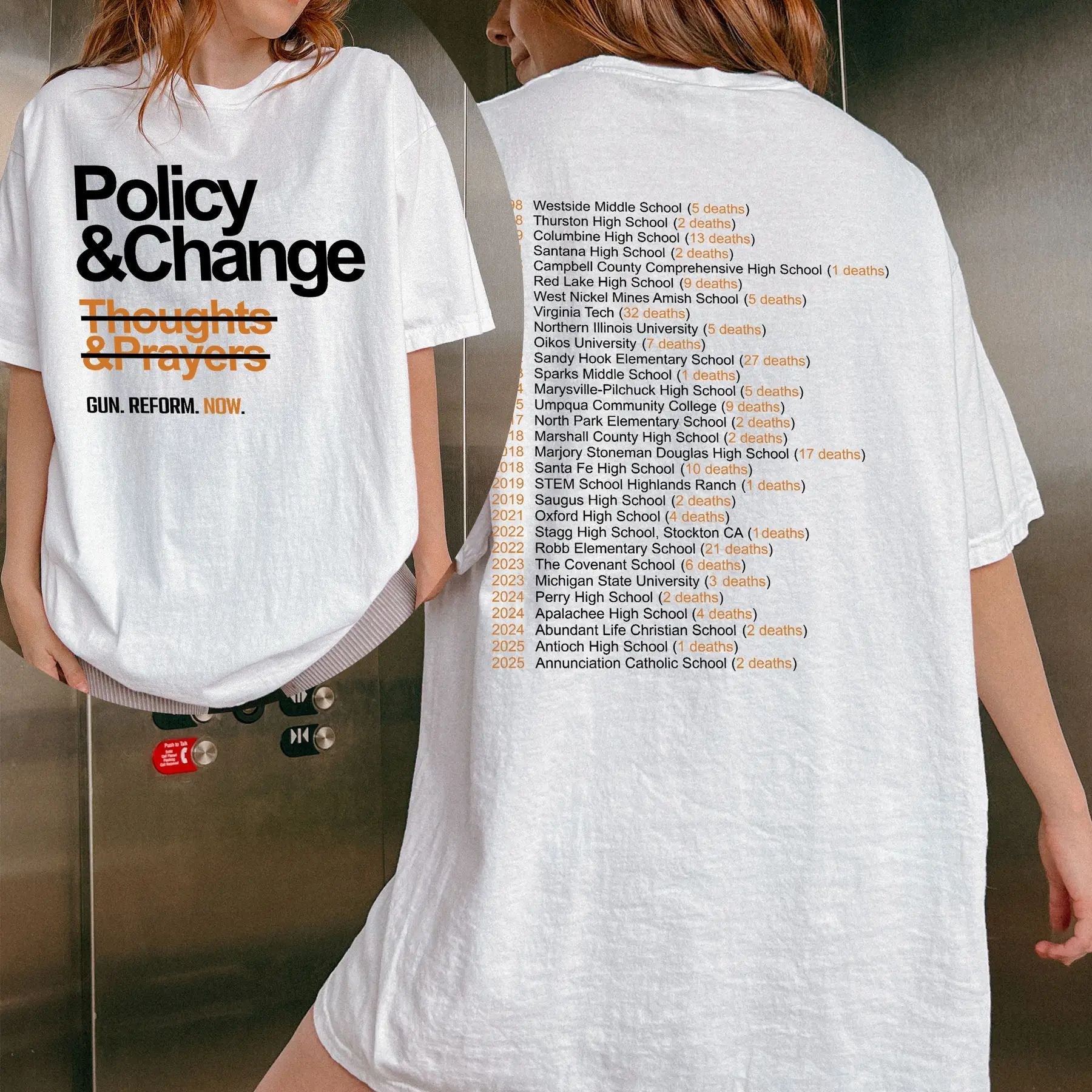 Pasimax "Policy & Change" Gun Reform T-Shirt — main product shot