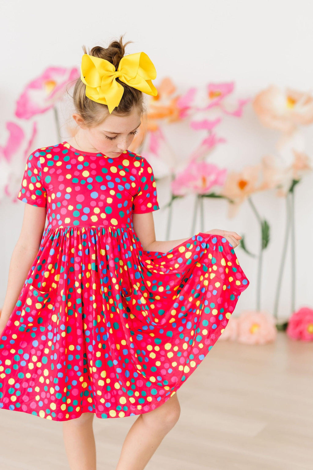 Mila & Rose ® Polka Dot Party S/S Pocket Twirl Dress — detail close-up