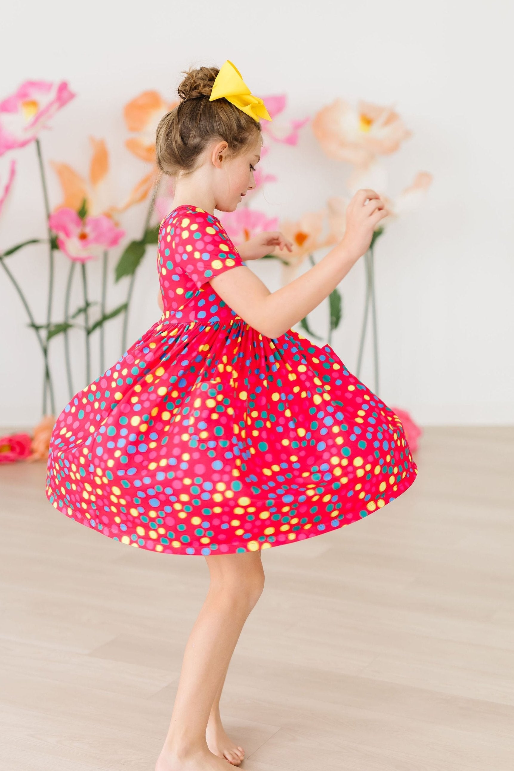 Mila & Rose ® Polka Dot Party S/S Pocket Twirl Dress — side view