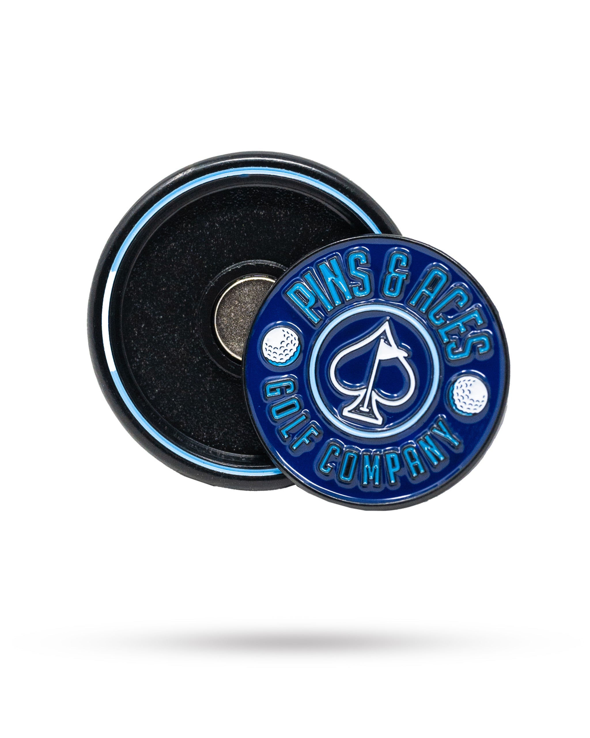 Pins and Aces Pop Out Medallion Ball Marker - Navy — main product shot