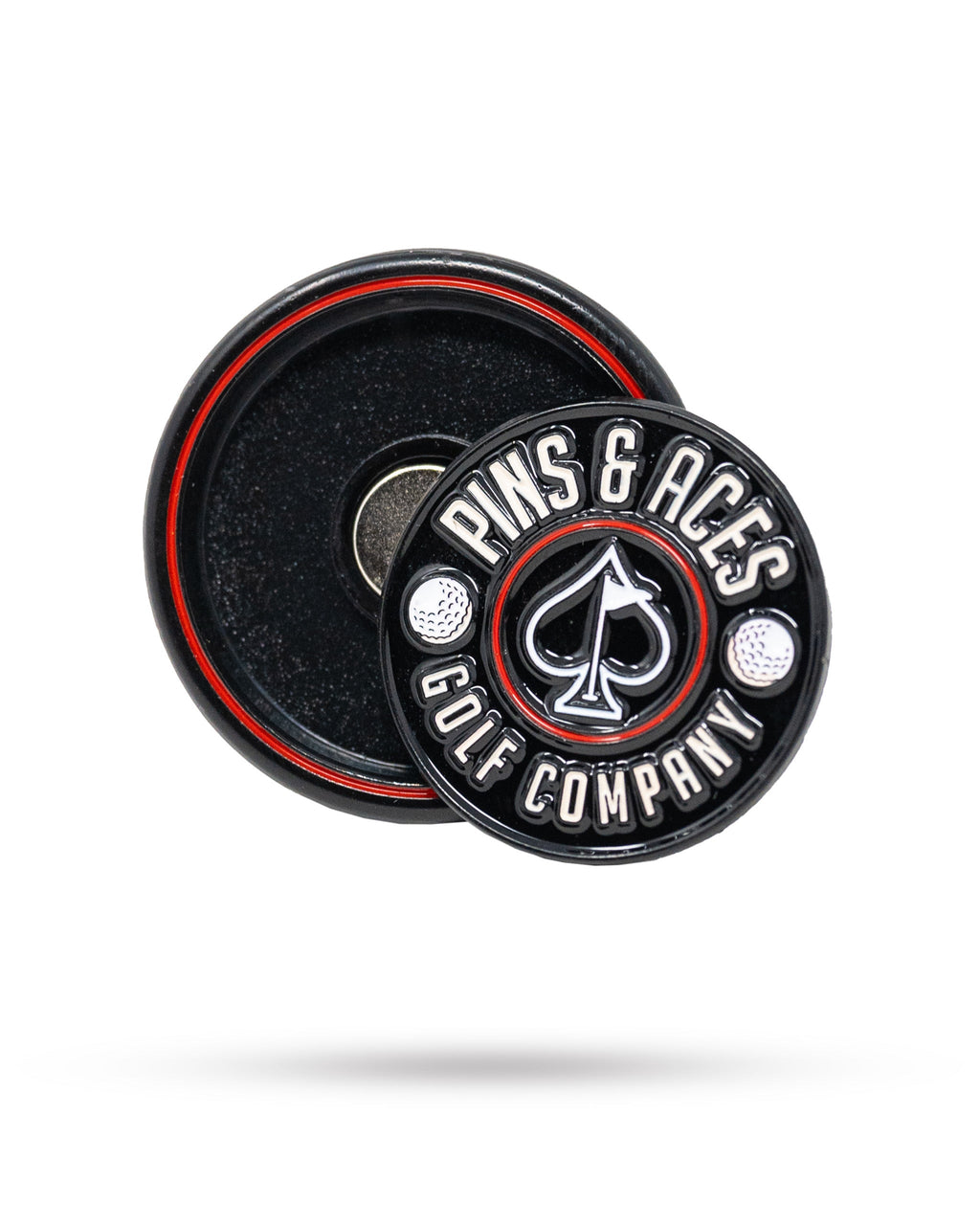 Pins and Aces Pop Out Medallion Ball Marker - Black — main product shot