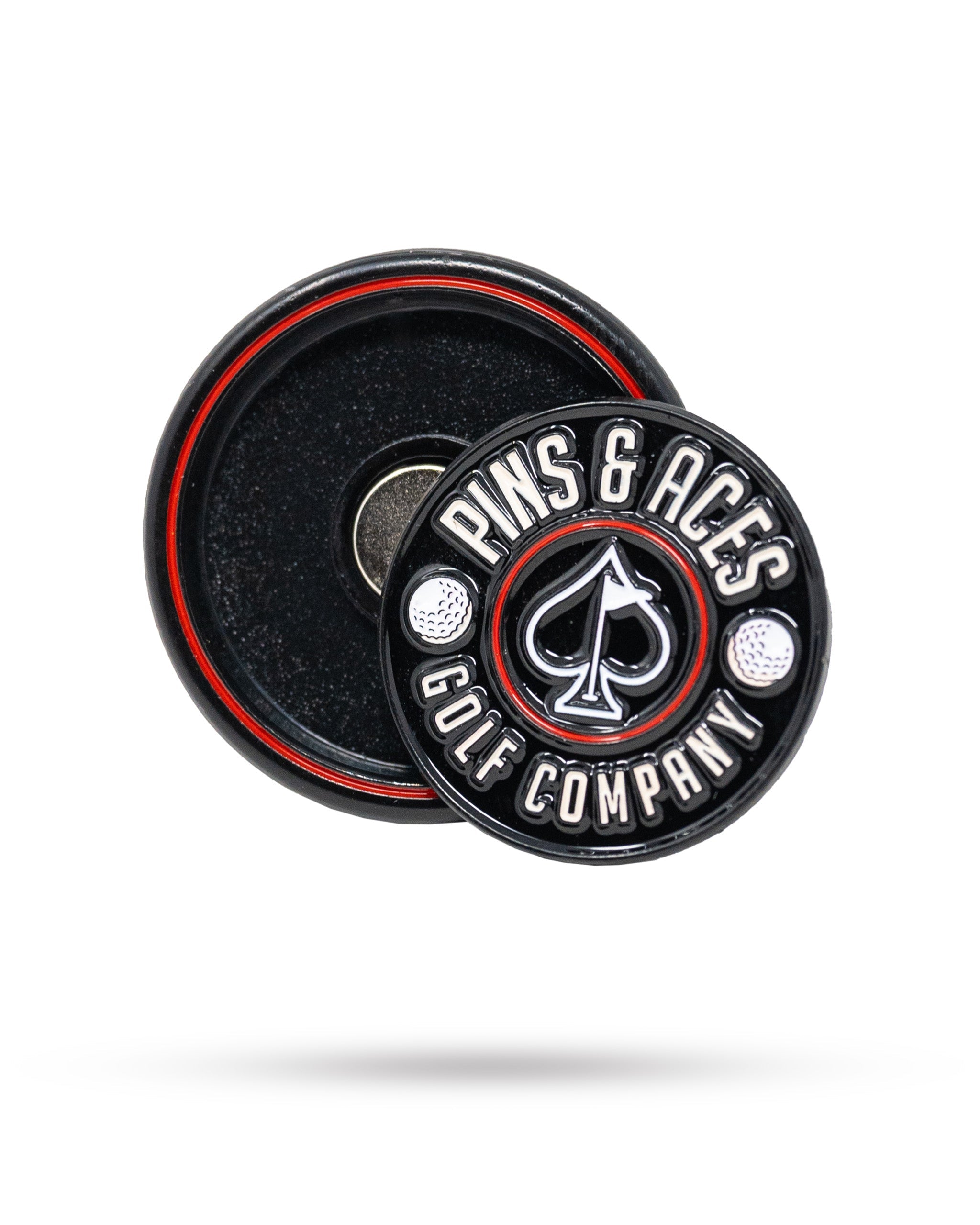 Pins and Aces Pop Out Medallion Ball Marker - Black — main product shot