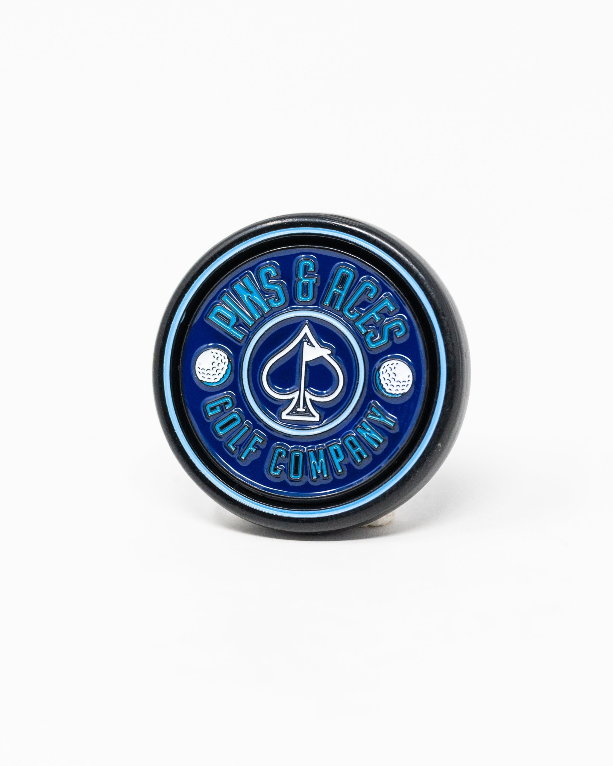 Pins and Aces Pop Out Medallion Ball Marker - Navy — packaging