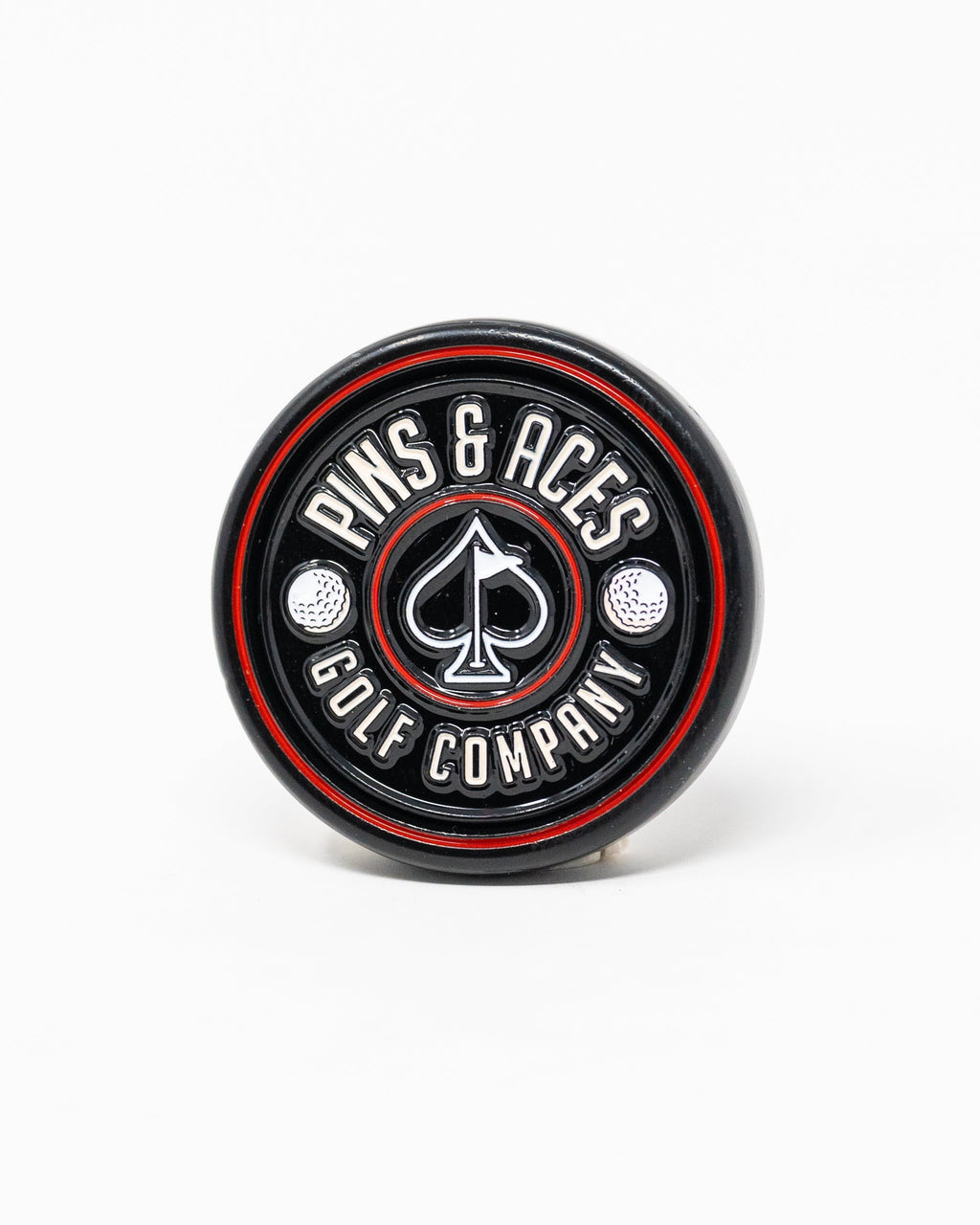 Pins and Aces Pop Out Medallion Ball Marker - Black — product on model