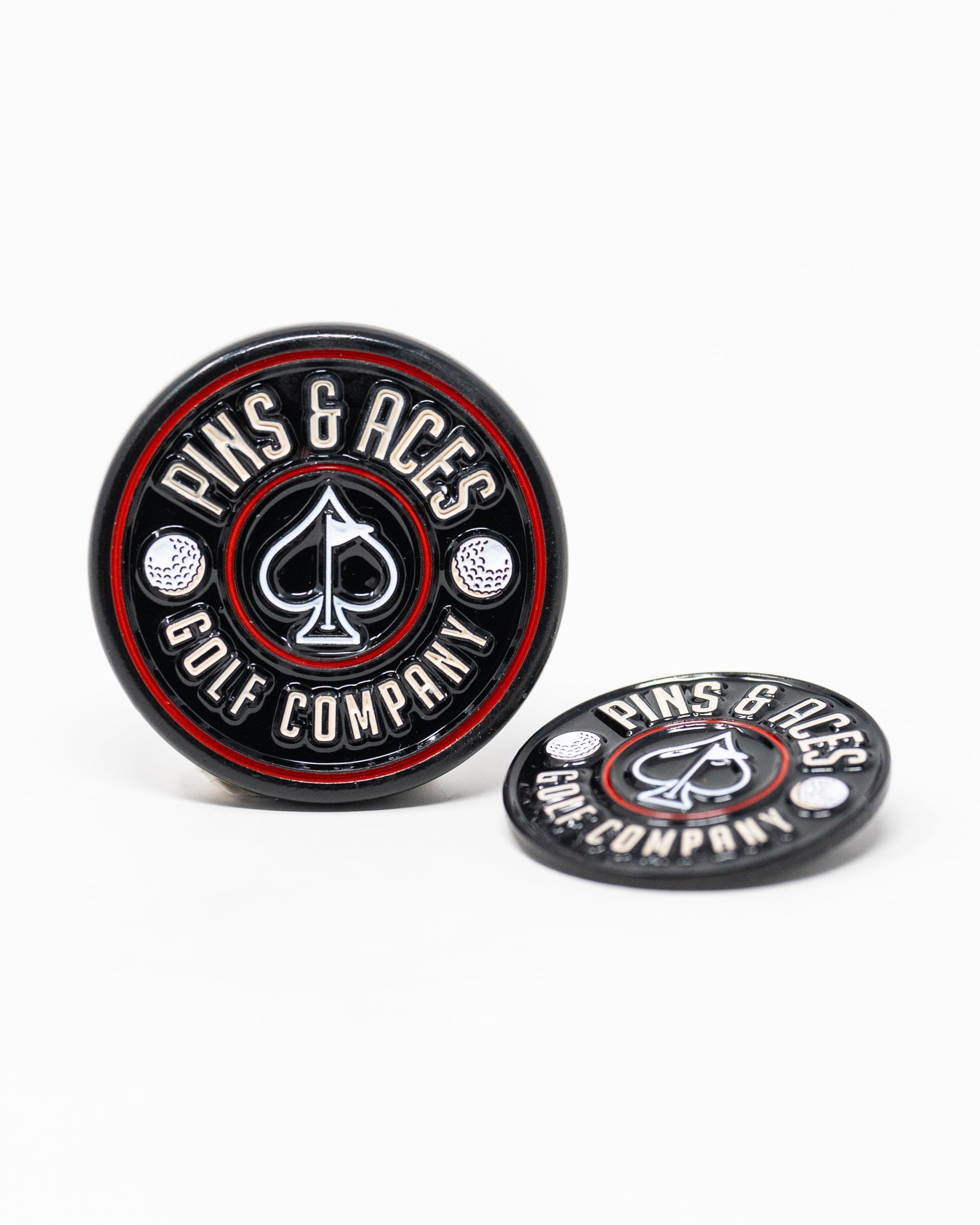 Pins and Aces Pop Out Medallion Ball Marker - Black — color detail