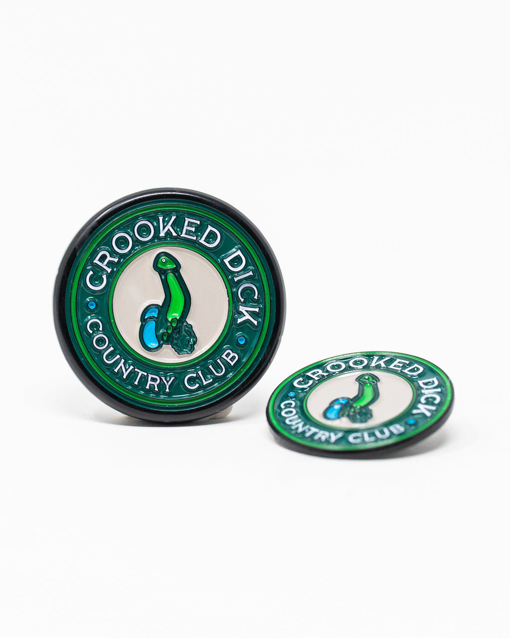 Pins and Aces Pop Out Medallion Ball Marker - Crooked Dick — color detail