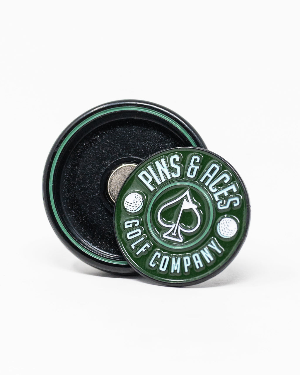 Pins and Aces Pop Out Medallion Ball Marker - Green — packaging