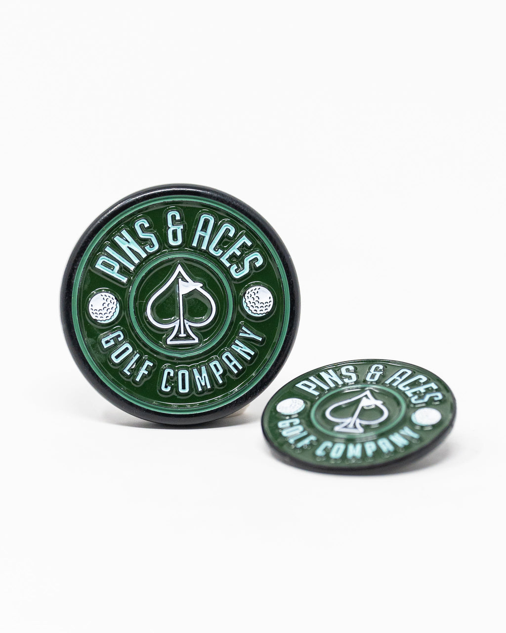 Pins and Aces Pop Out Medallion Ball Marker - Green — color detail