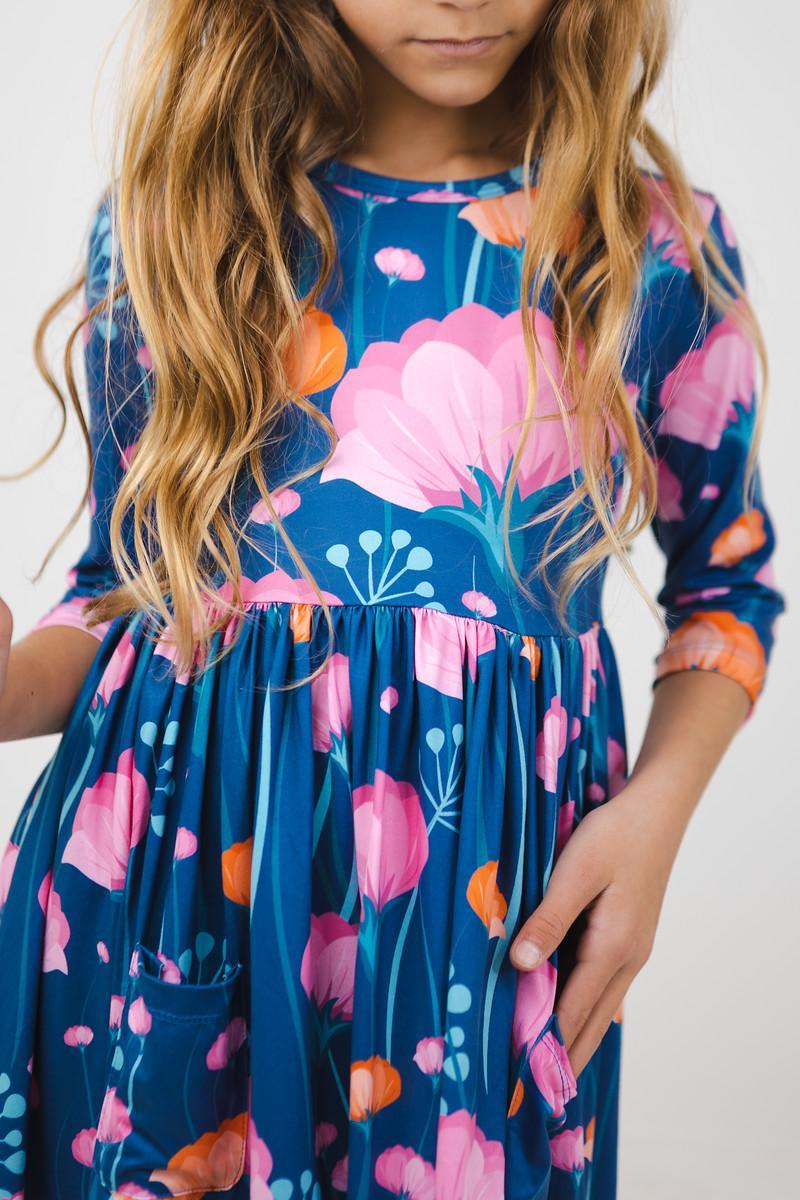 Mila & Rose ® Poppies 3/4 Sleeve Pocket Twirl Dress — detail close-up