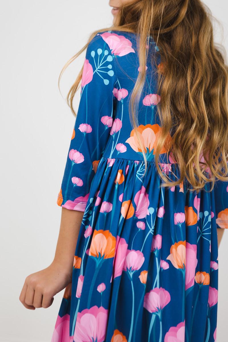 Mila & Rose ® Poppies 3/4 Sleeve Pocket Twirl Dress — lifestyle context