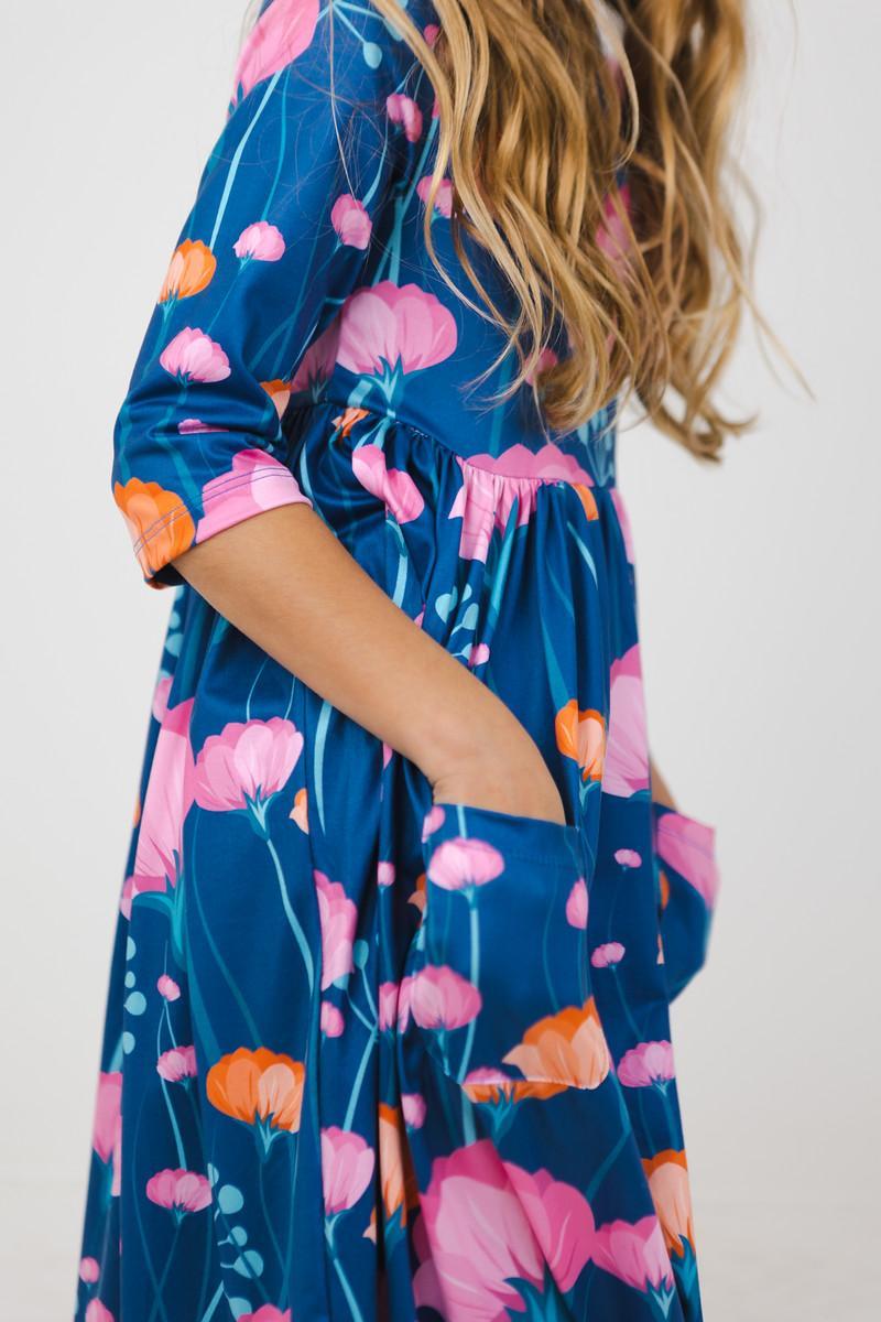 Mila & Rose ® Poppies 3/4 Sleeve Pocket Twirl Dress — main product shot