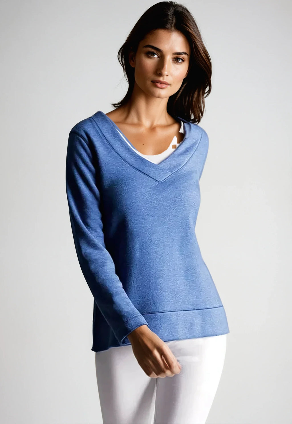Buki Power Vee 'Sweater' Sweatshirt - Charcoal Gray — in-use photo
