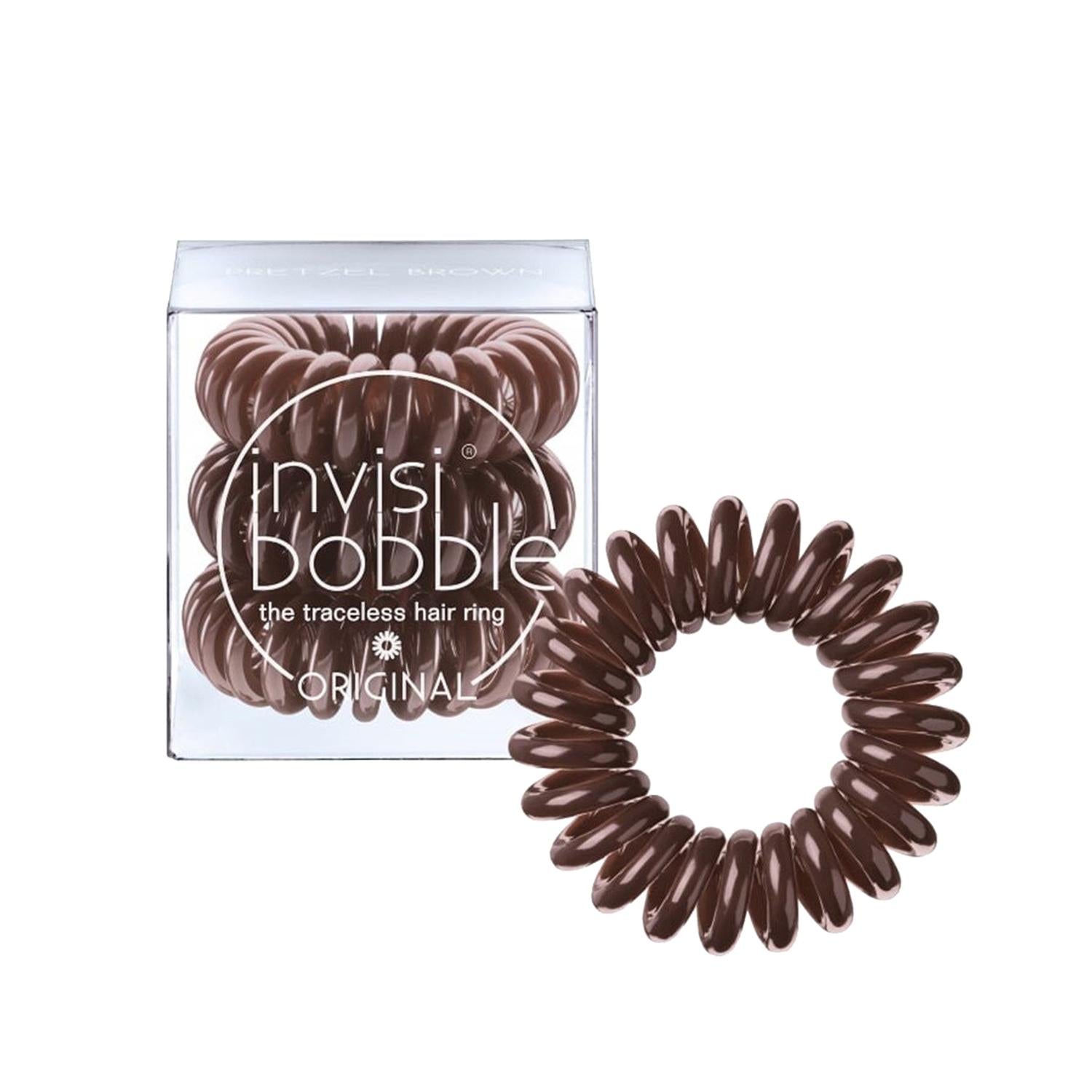 Invisibobble Original Pretzel Brown 3-Piece Hair Ties Set - Stylish Hair Accessories for Women