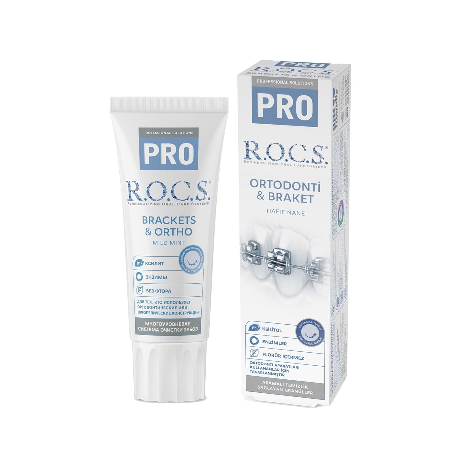 Rocs Pro Orthodontic Gentle Mint Toothpaste 74g - Gentle Mint Toothpaste for Orthodontic Braces